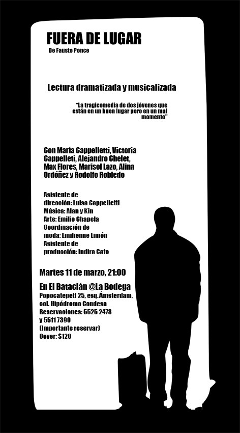 Cartel de la lectura dramatizada de Fuera de lugar